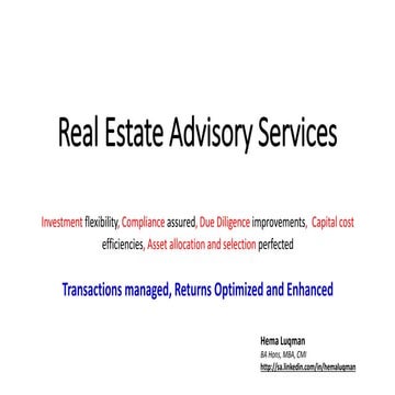 Real estate advisory services