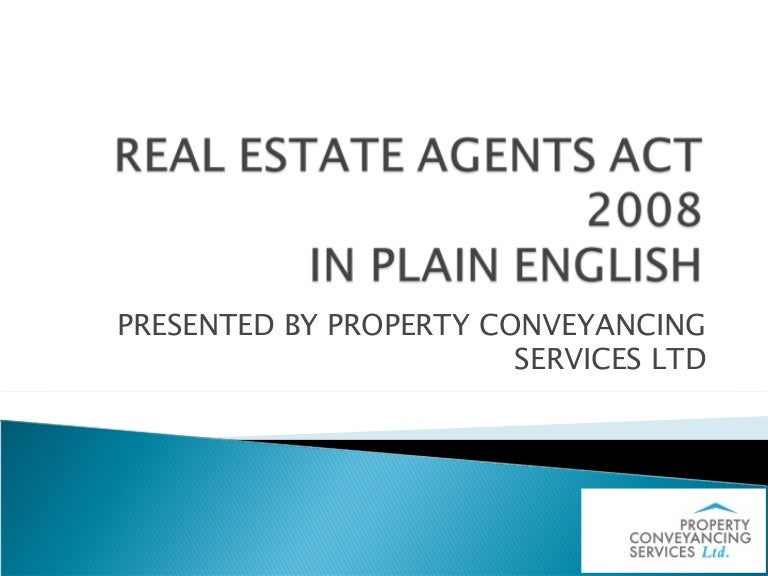 Real Estate Agents Act 2008 In Plain English