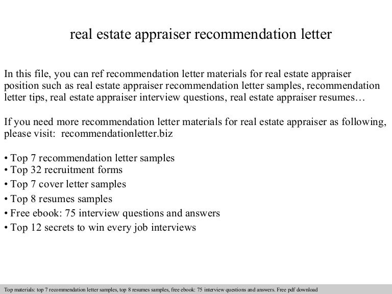 Cover letter for real estate appraiser