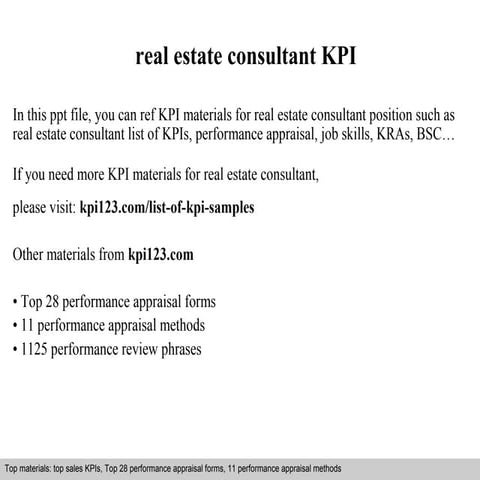 Real estate consultant kpi