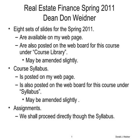 Real estate finance 1