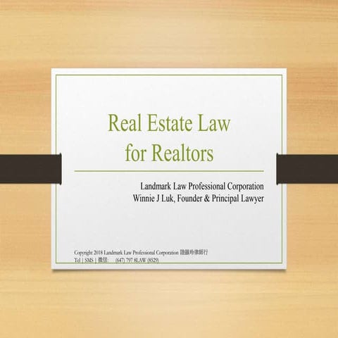 Real Estate Law for Realtors by Landmark Law Professional Corporation ...