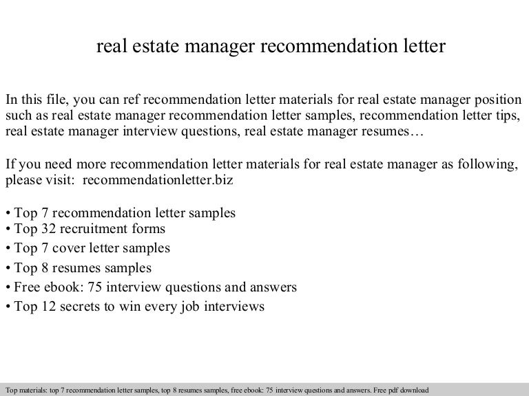 estate manager cover letter