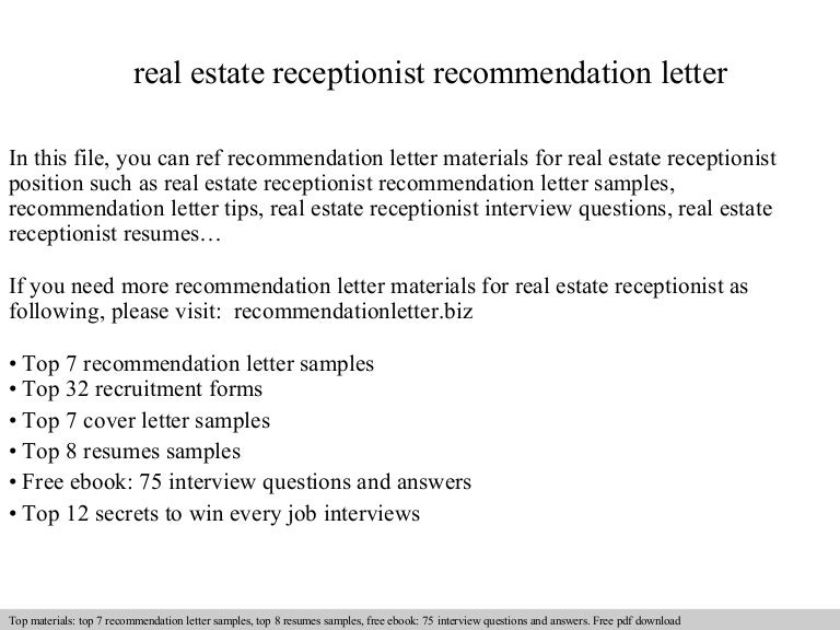 real estate recommendation letters