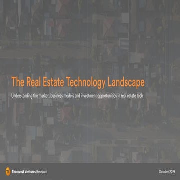 Thomvest Ventures Real Estate Tech Review, Fall 2019