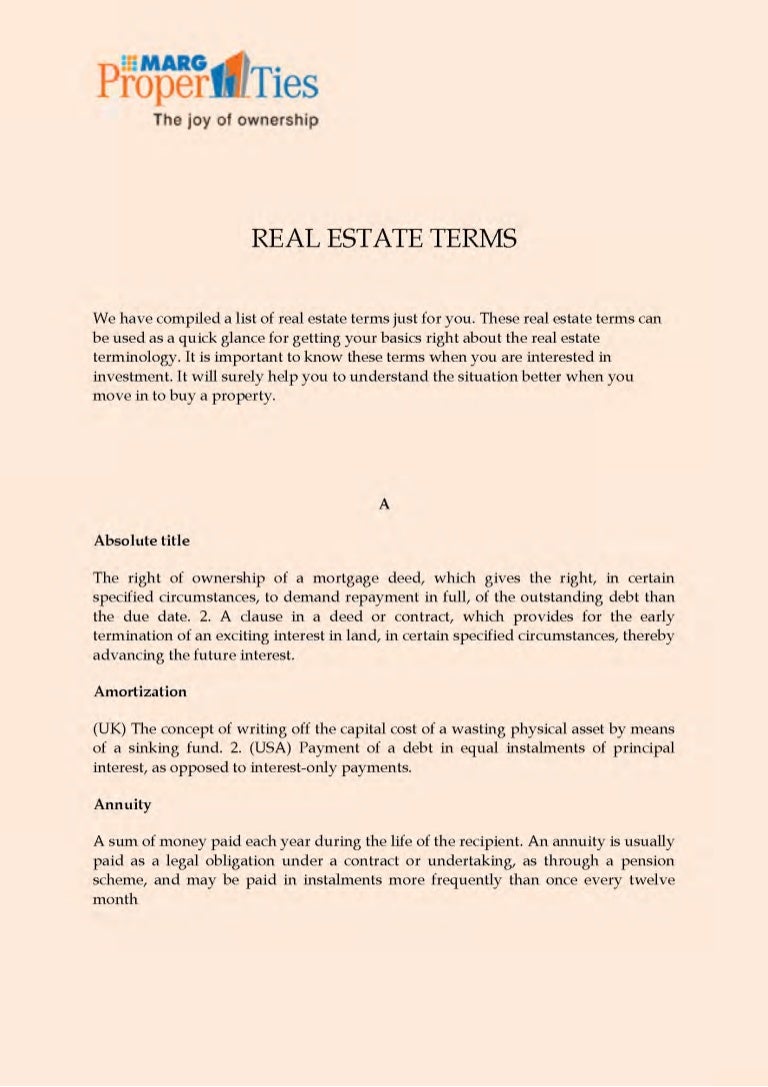 Real estate terms and condition