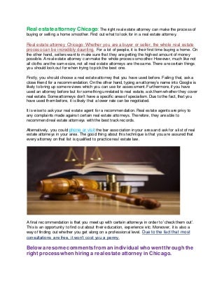 Real Estate Attorney Chicago: Selecting The Right Attorney.