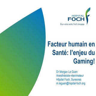 Facteur humain en Santé: l’enjeu du...