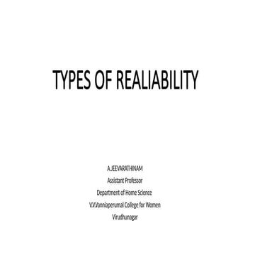 RESEARCH METHODOLOGY - TYPES OF RELIABILITY