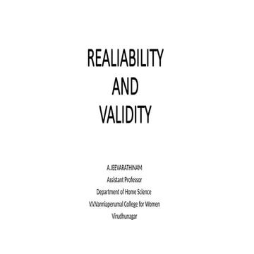 RESEARCH METHODOLOGY - REALIABILITY vs VALIDITY