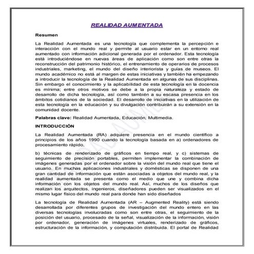 Realidad aumentada en la educacion