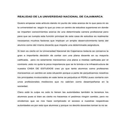 Realidad de la universidad nacional de cajamarca
