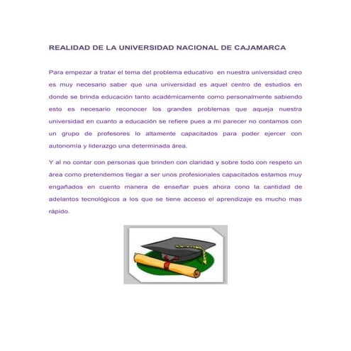 Realidad de la universidad nacional de cajamarc karen