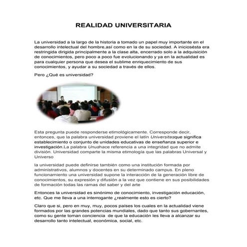 Realidad universitaria