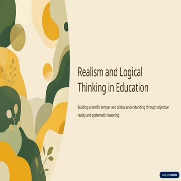 Realism and Logical Thinking in Education: Fostering Scientific Temper ...