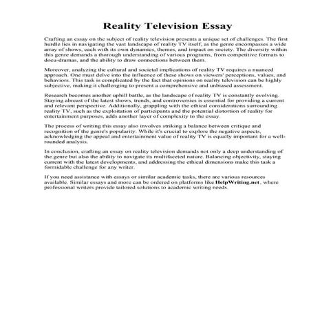 Reality Television Essay