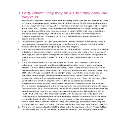 Reality tv storyboard | DOCX