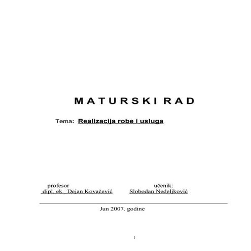 Realizacija robe i usluga | DOC