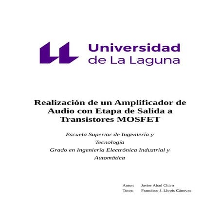 Realizacion de un Amplificador de Audio con Etapa de Salida a Transistores MO...