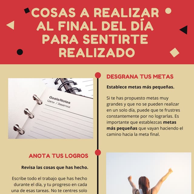 Infografía: Cosas que debes hacer al finalizar el día para sentirte realizado