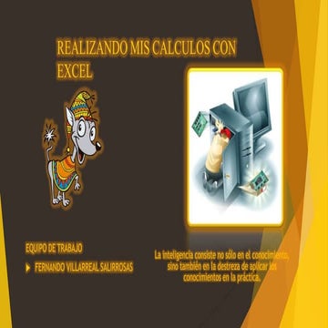 Realizando mis calculos con excel