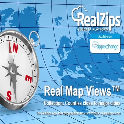 Real Map Views - Counties close to major cities - RealZips app for ...