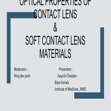 soft contact lens optics and soft contact lens materials