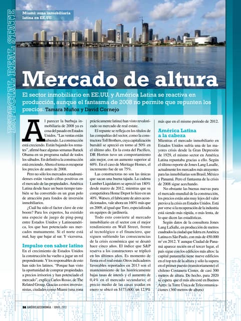 Mercado de altura, América Economía Internacional junio 2013