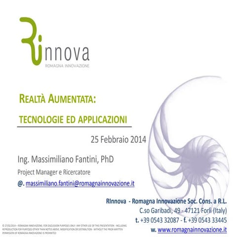 Realtà aumentata tecnologie ed applicazioni