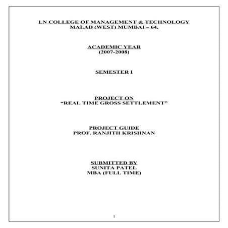 Real time gross settlement (rtgs)