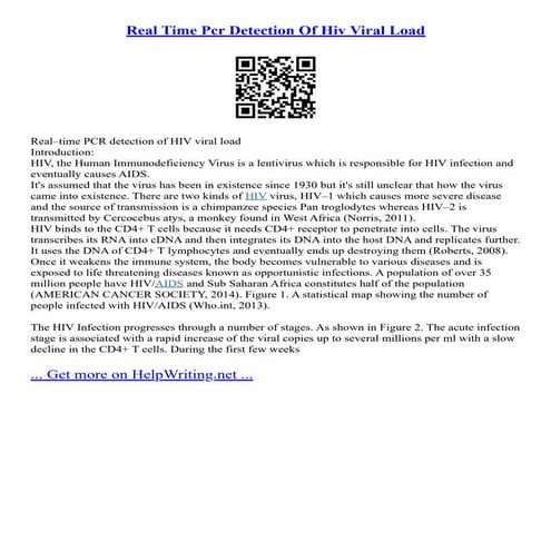 Real Time Pcr Detection Of Hiv Viral Load