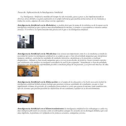 áReas de aplicación de la inteligencia artificial | DOCX