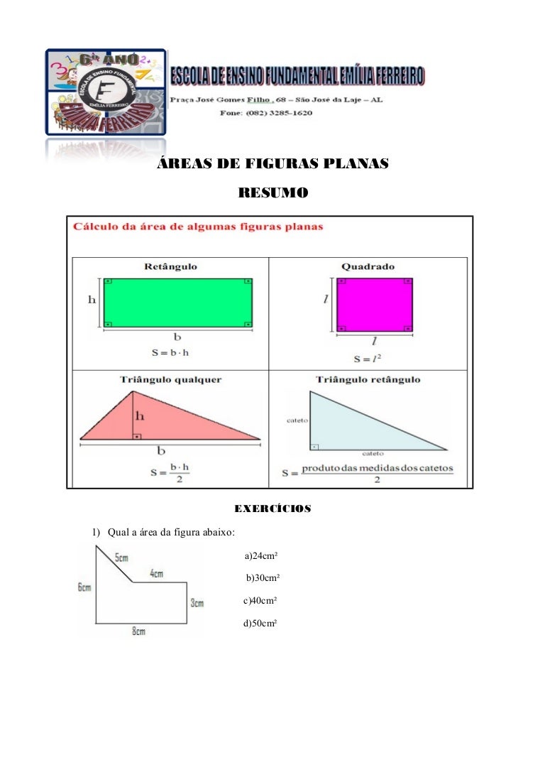 Calcule A área Das Figuras Planas Abaixo