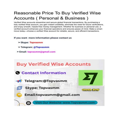 Reasonable Price To Buy Verified Wise Accounts ( Personal & Business ).pdf