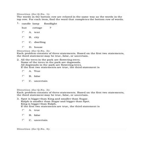 Reasoning test 1