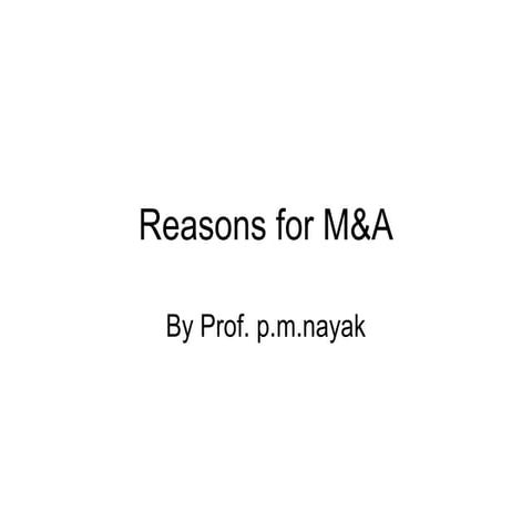 Reasons for m&a section 2