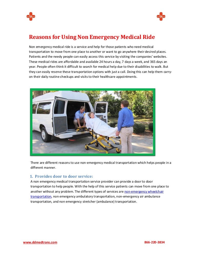 Reasons for Using Non Emergency Medical Ride