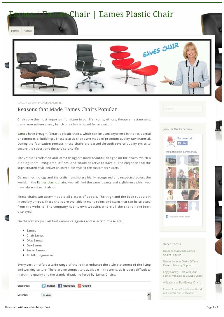 Reasons that made eames chairs popular