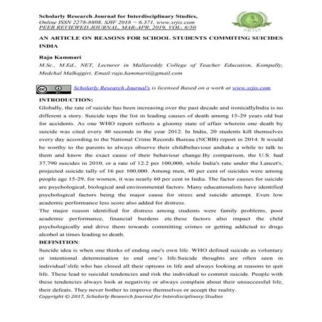 Reasons to commit sucides by students