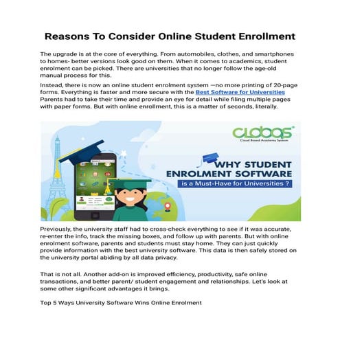 Reasons To Consider Online Student Enrollment | PDF