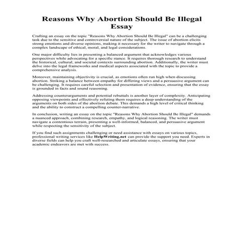 Reasons Why Abortion Should Be Illegal Essay