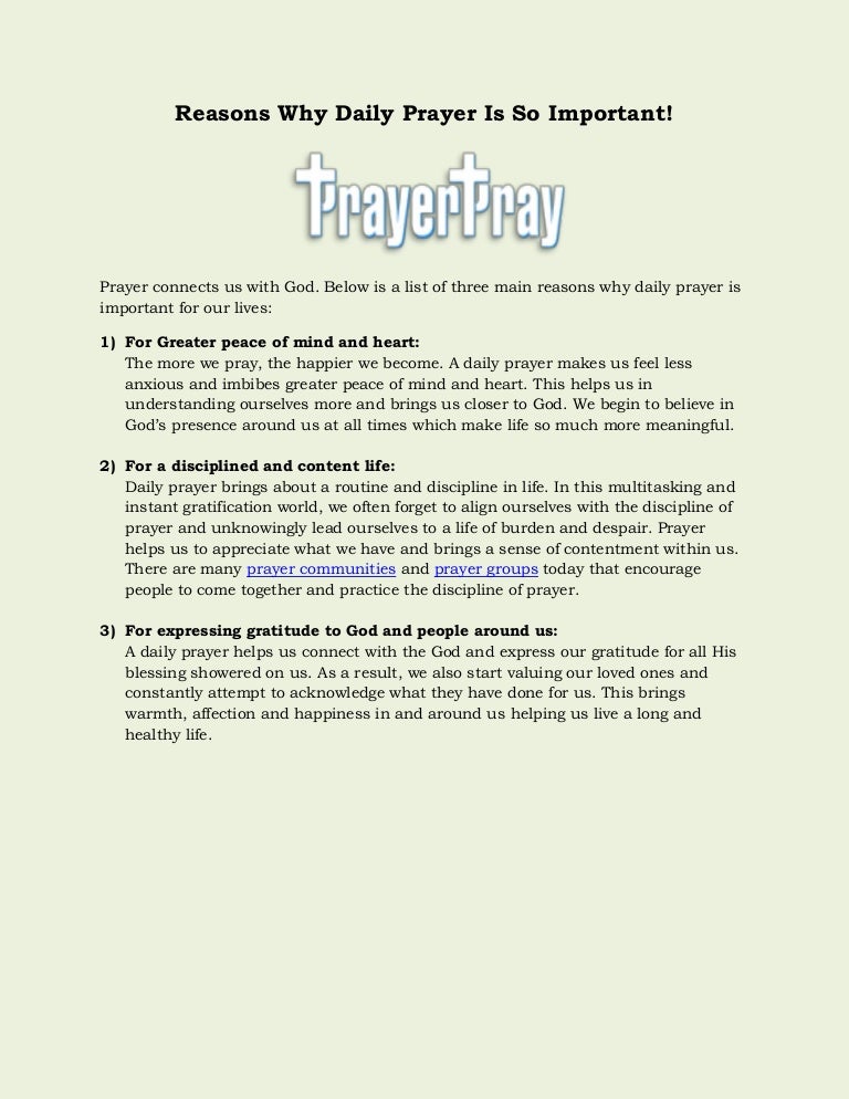 Reasons Why Daily Prayer Is So Important!