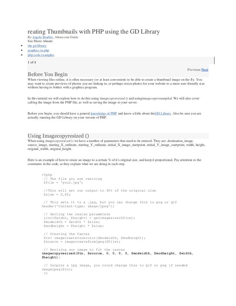 Reating Thumbnails With Php Using The Gd Library