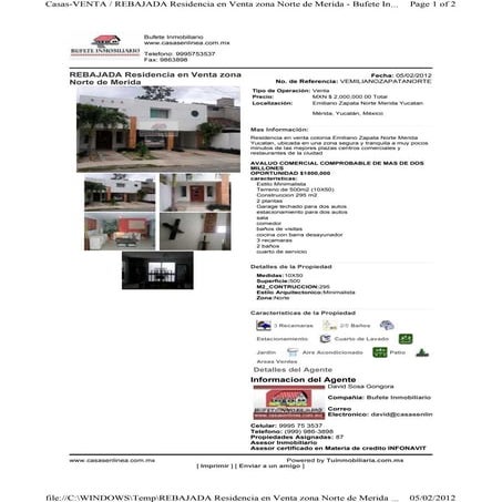 Rebajada residencia en venta zona norte de merida bufete inmobiliario www.cas...