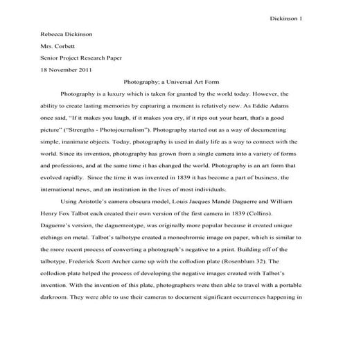 Rebecca Dickinson Research Paper