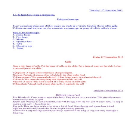 Rebecka's science work.