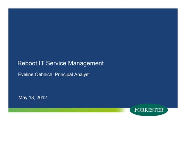 Reboot Your IT Service Management