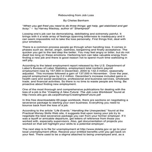 Rebounding from job loss