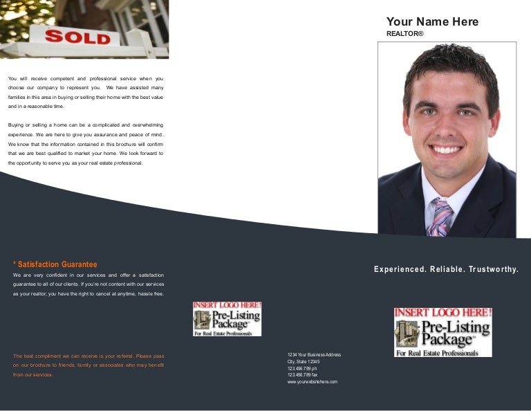 real estate presentation brochure template realtor flyer template