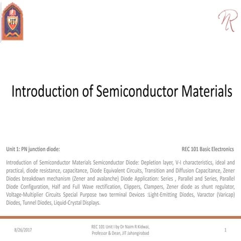 Rec101 unit 1 (part i) semiconductor materials 